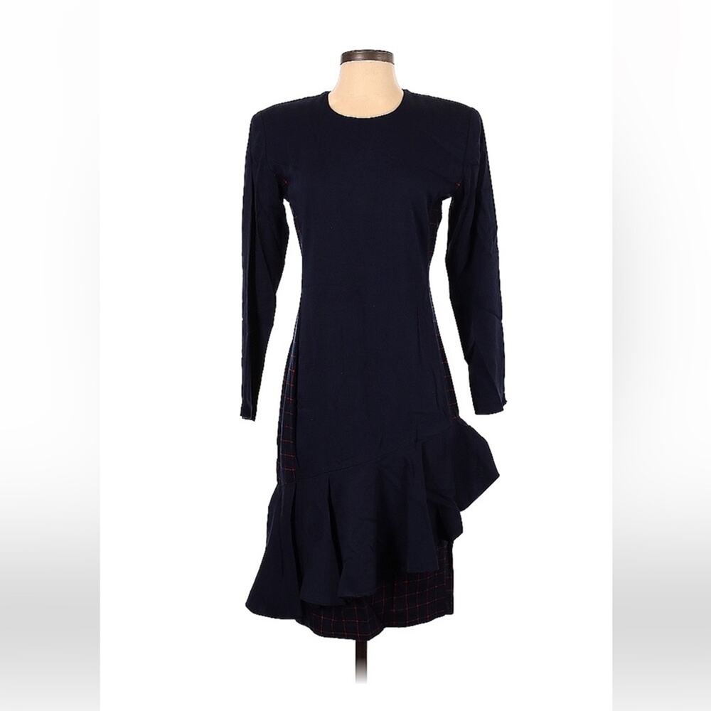 Vintage USA 1 Sheath style ruffled asymmetrical hem‎ midi dress, size small